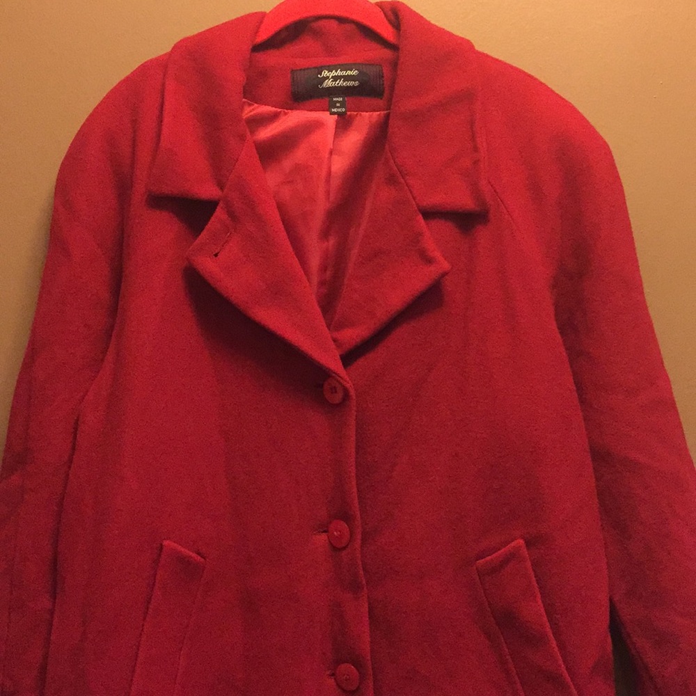 Ruby Red Wool Duster Coat Super Warm - image 1